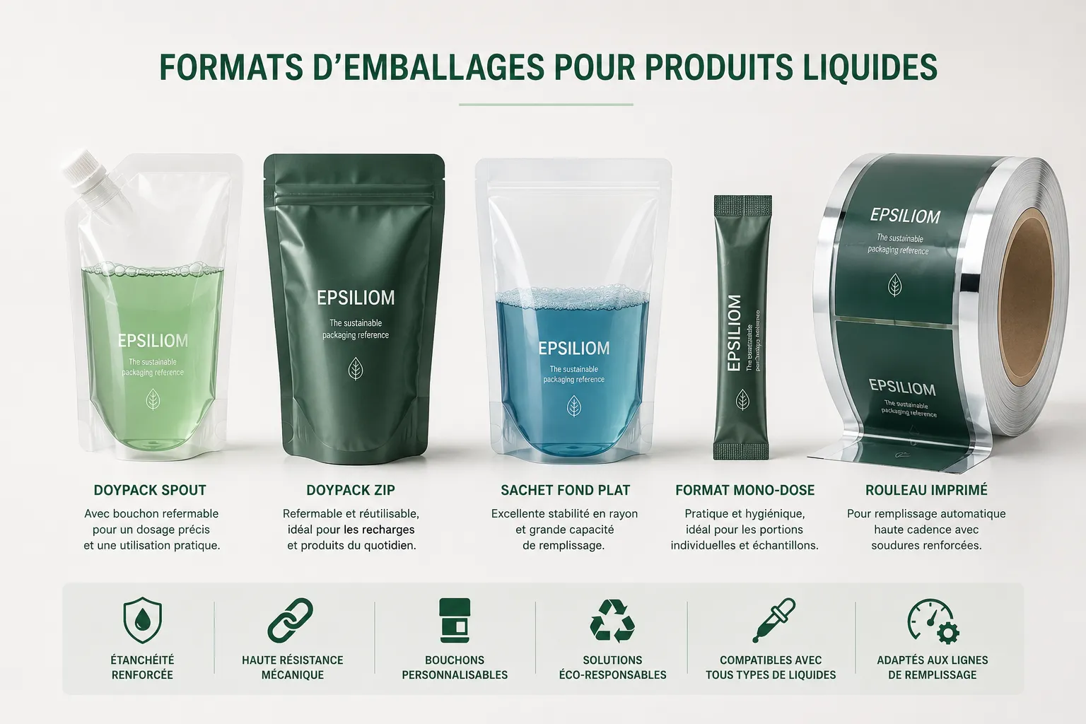 Formats emballages pour produits liquides