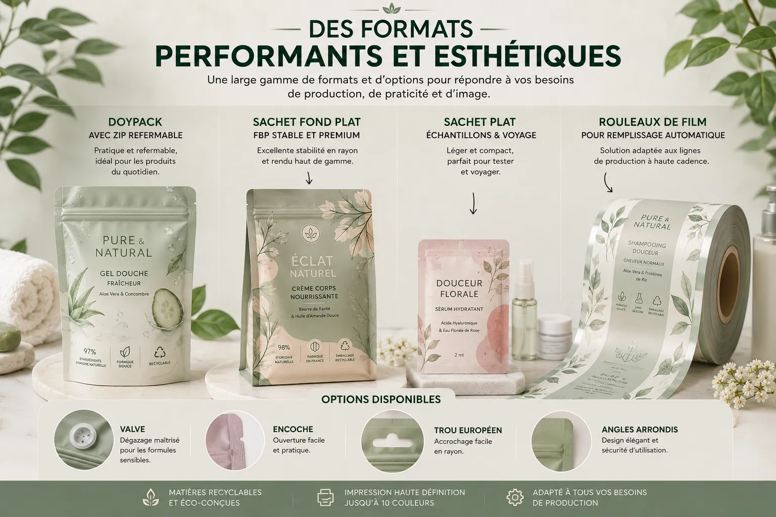 Formats d’emballages cosmétiques