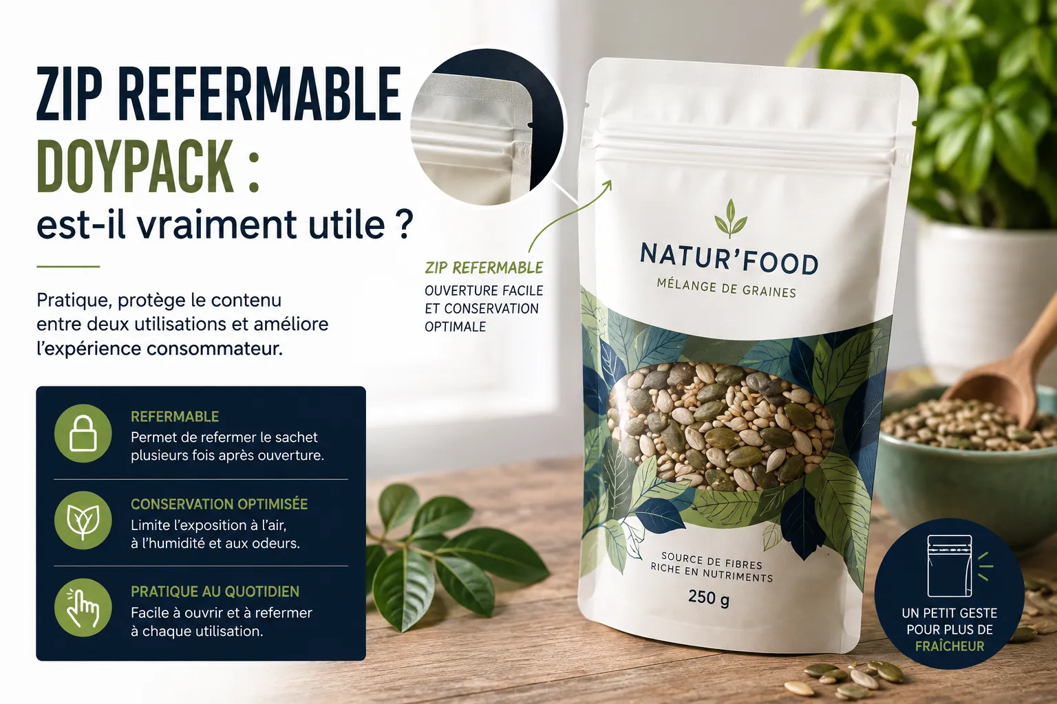 Sachet Doypack personnalisé avec zip refermable