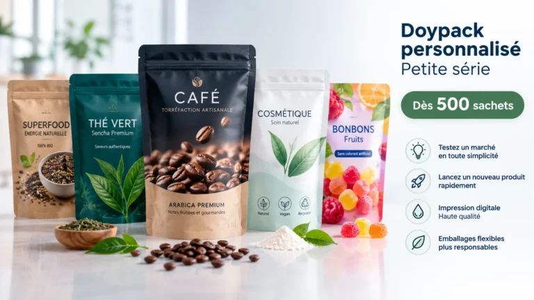Sachets Doypack personnalisés en petite quantité dès 500 exemplaires
