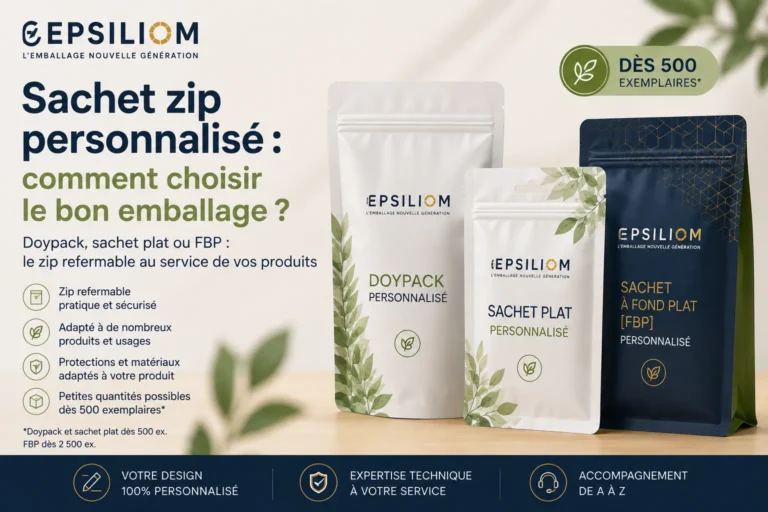 Sachet zip personnalisé : Doypack, sachet plat et sachet à fond plat FBP